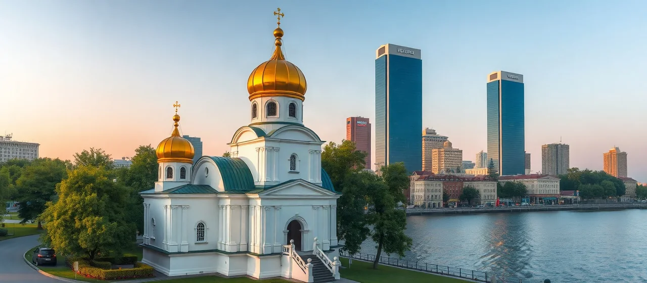 Храм на Крови и небоскрёбы Екатеринбурга — иллюстрация