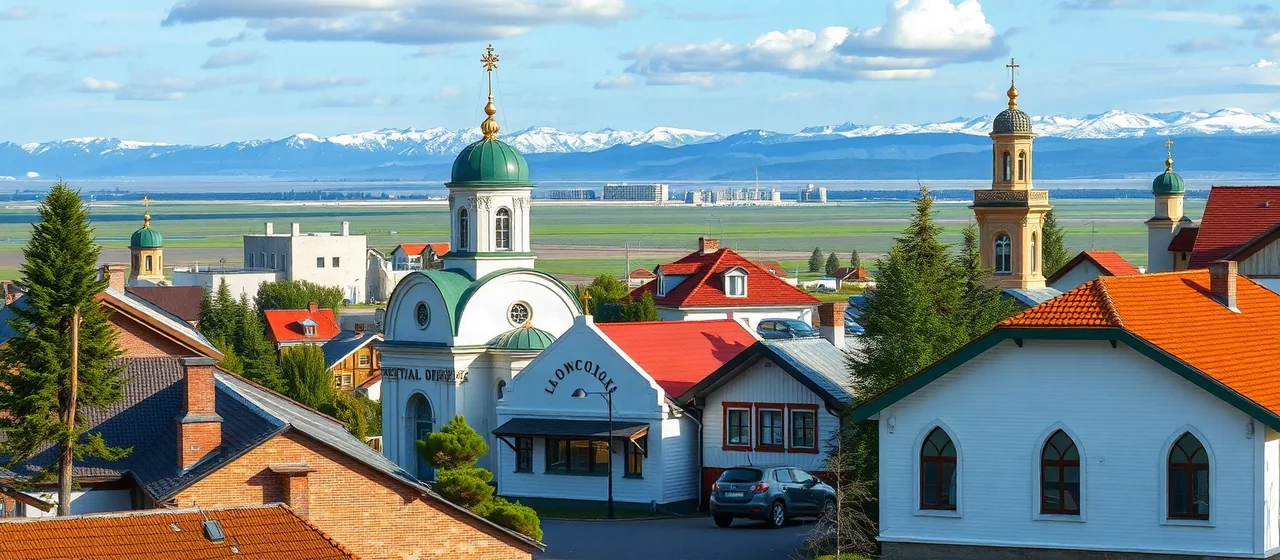 Старый Минусинск и Саянские горы — иллюстрация