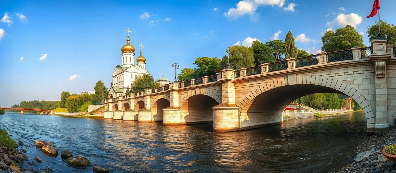 Мост Влюблённых в Тюмени — иллюстрация